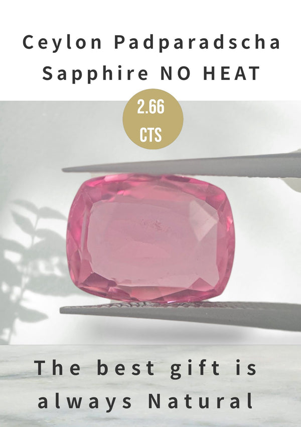 2.661 Cts Natural Ceylon Padparadscha Sapphire NO HEAT